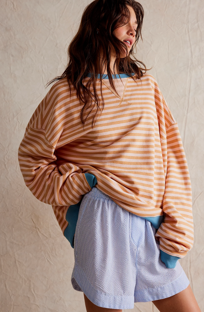Damski elegancki pullover na co dzień w kolorze Orangefarbene Streifen