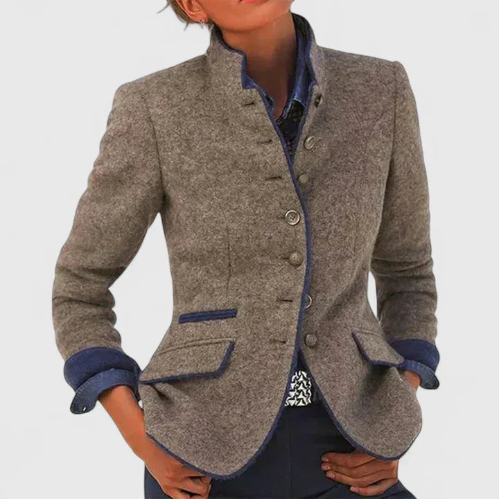 Damski elegancki rozpinany sweter do pracy w kolorze Karamell