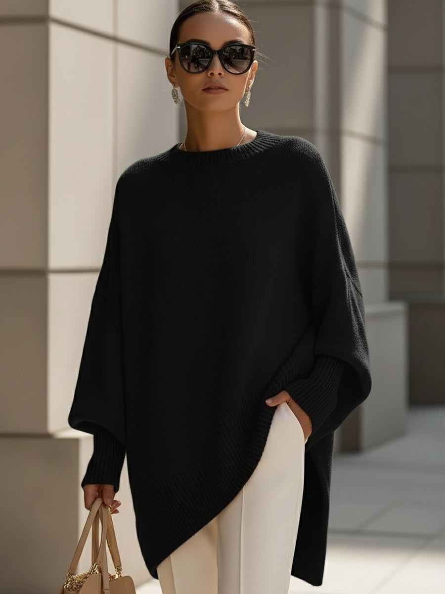 Damski Pullover Elegancki Minimalistyczny w kolorze Czarny
