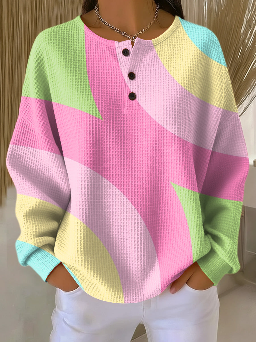 Damski pullover geometryczny na jesień w kolorze Różowy