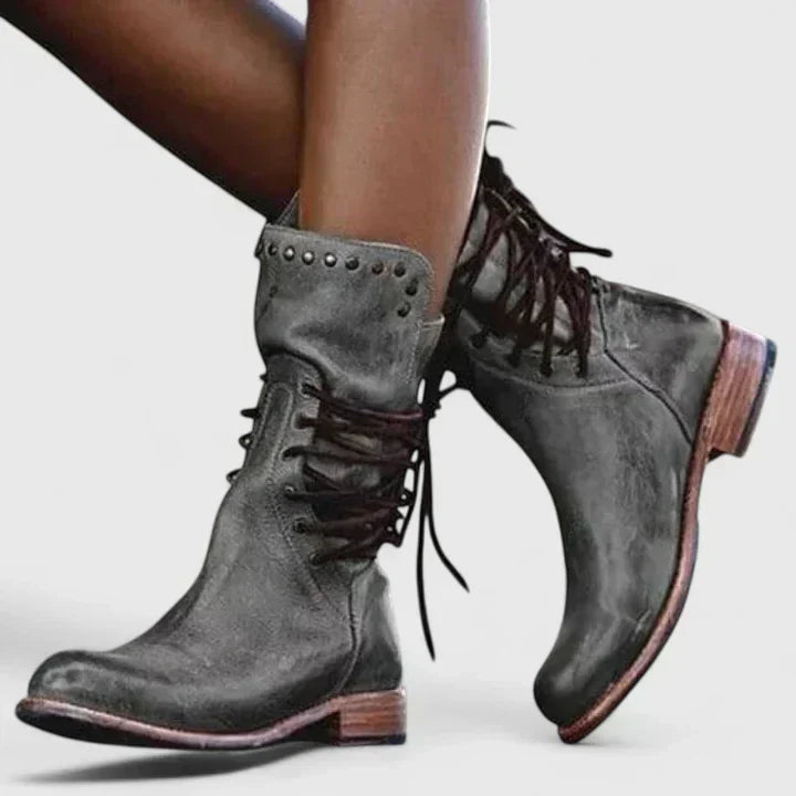 Damskie eleganckie skórzane buty do pracy w kolorze Szary