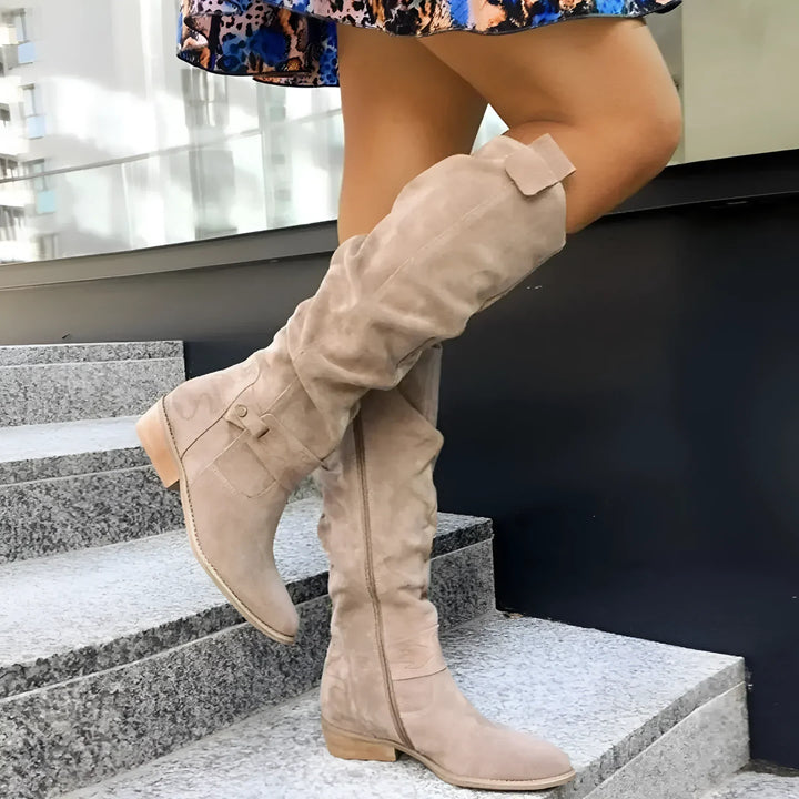 Damskie eleganckie skórzane buty na każdą okazję w kolorze Beżowy