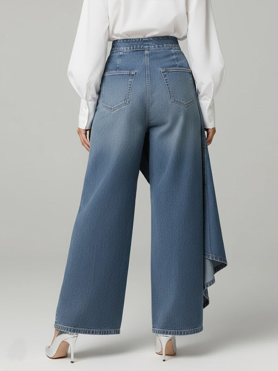 Damskie Jeans Szerokie o Wysokiej Tali (2)