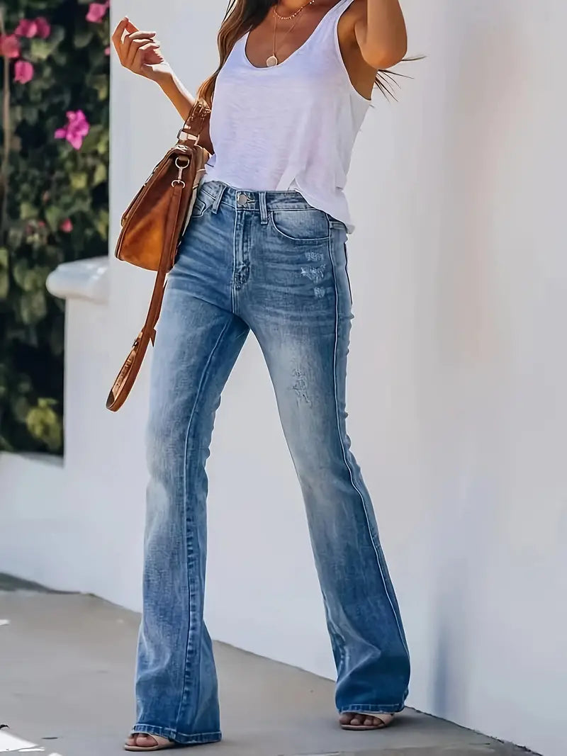 Damskie jeansy bootcut z elastanem na co dzień (2)