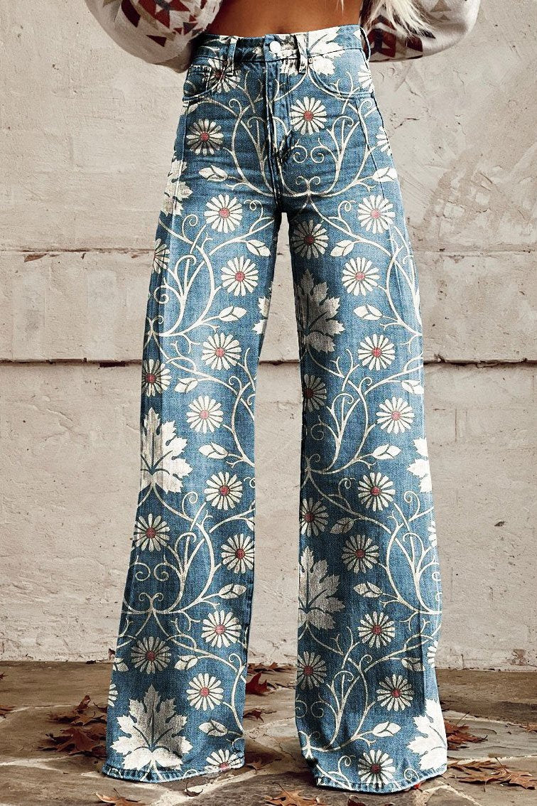 Damskie jeansy vintage w stylu boho