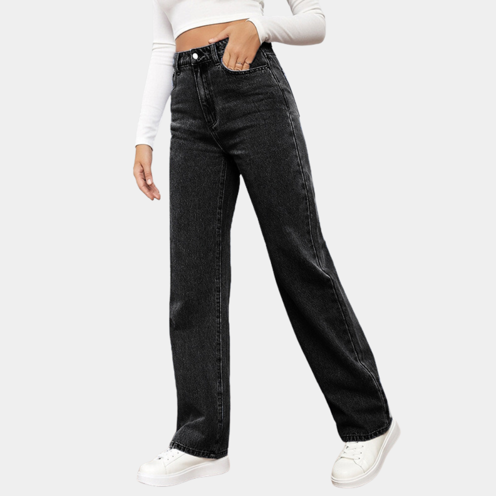 Damskie klasyczne jeans wysoki stan w kolorze Czarny