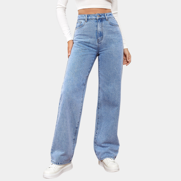 Damskie klasyczne jeans wysoki stan w kolorze Jasny Niebieski