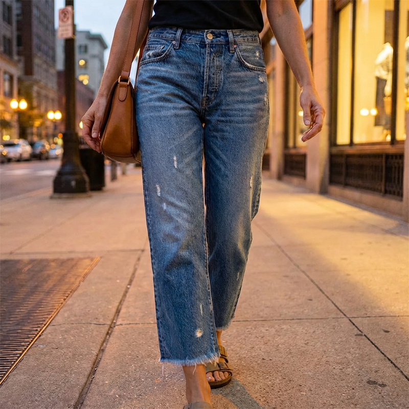 Damskie krótkie jeansy w stylu retro (2)