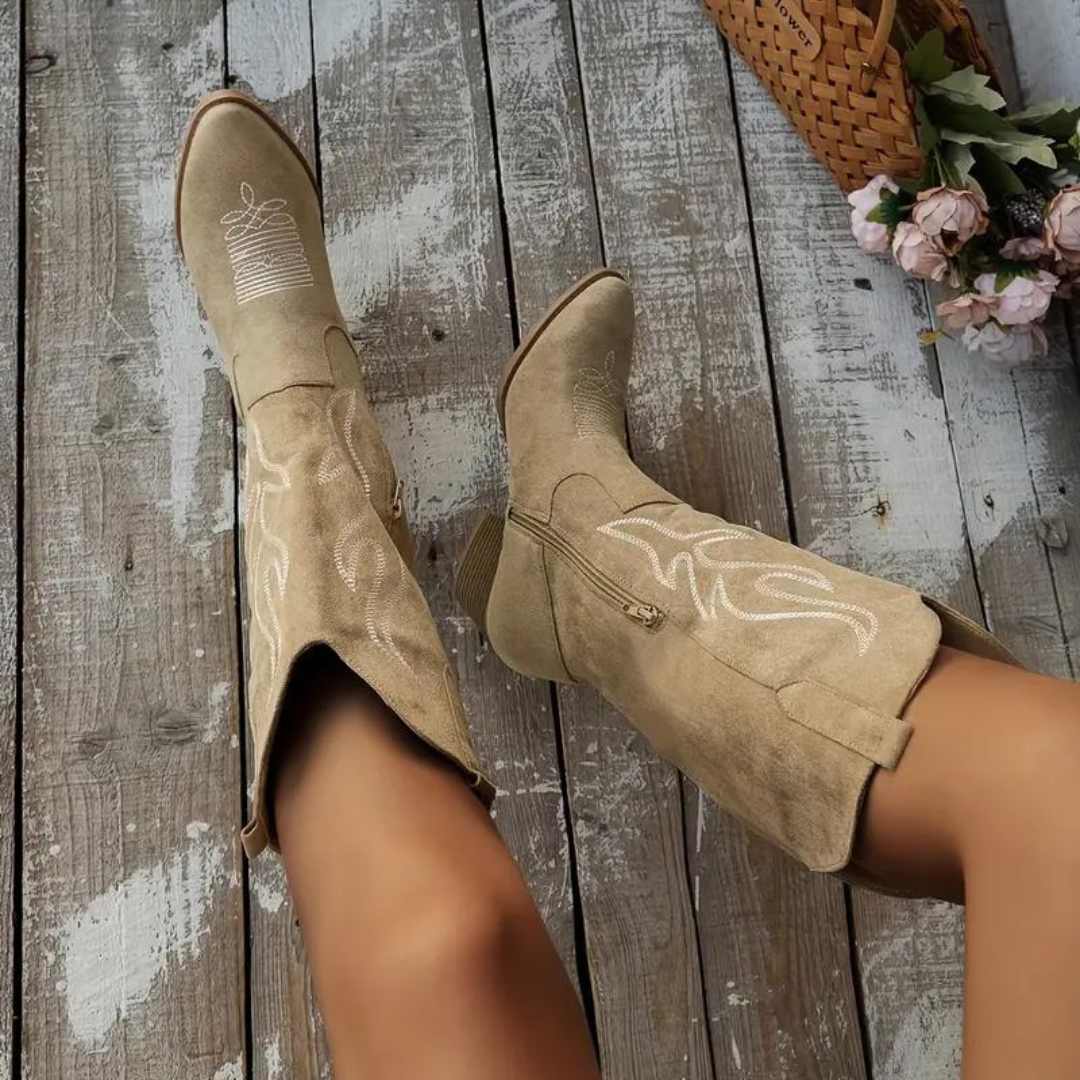 Damskie skórzane buty kowbojskie vintage