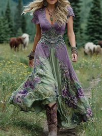 Charlotte | Women's Floral V-Neck Maxi Dress for Weddings
