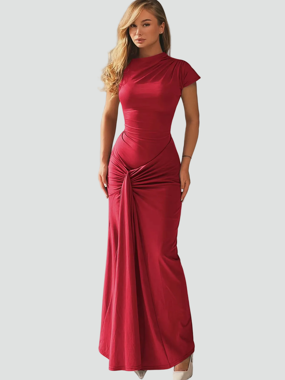 Elegancka damska koktajlowa sukienka maxi z plisami (10)