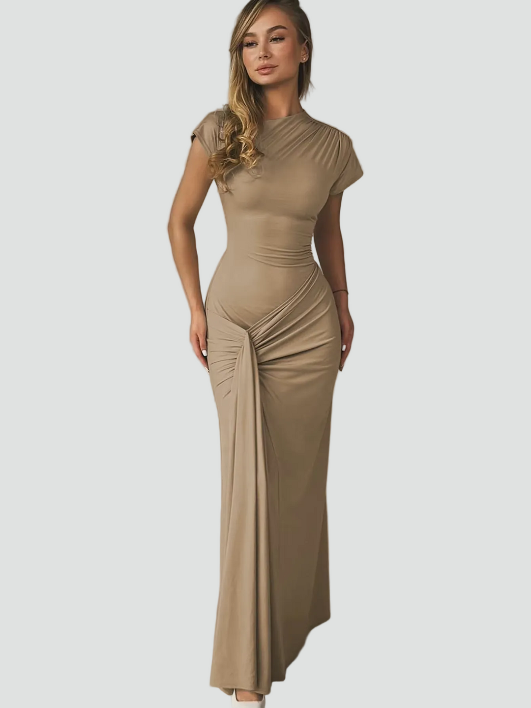 Elegancka damska koktajlowa sukienka maxi z plisami (7)