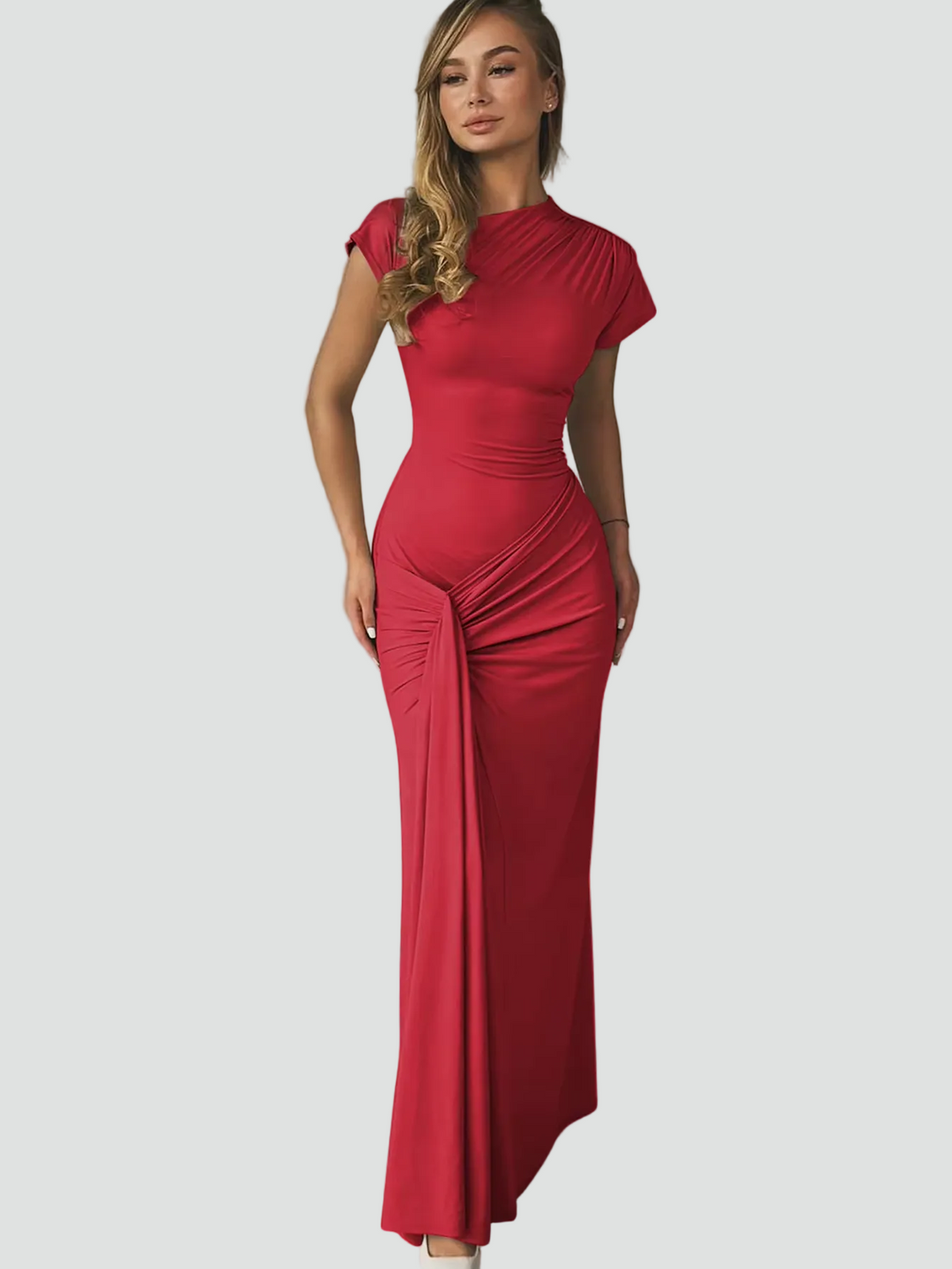 Elegancka damska koktajlowa sukienka maxi z plisami (8)