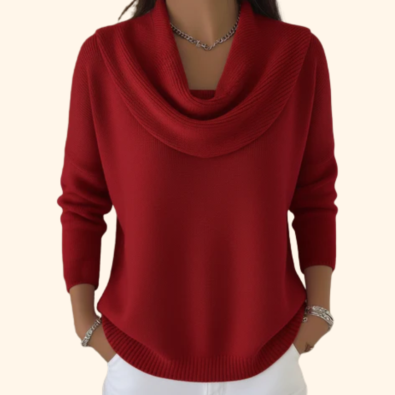Elegancki Pullover Drapowany w kolorze Czerwony