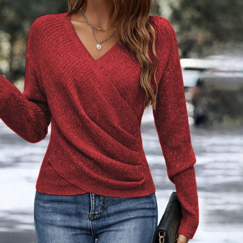 Elegancki Pullover V-dekolt w kolorze Czerwony