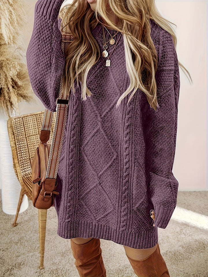 Elegant Cable-Knit Jumper Dress for Evenings (4)