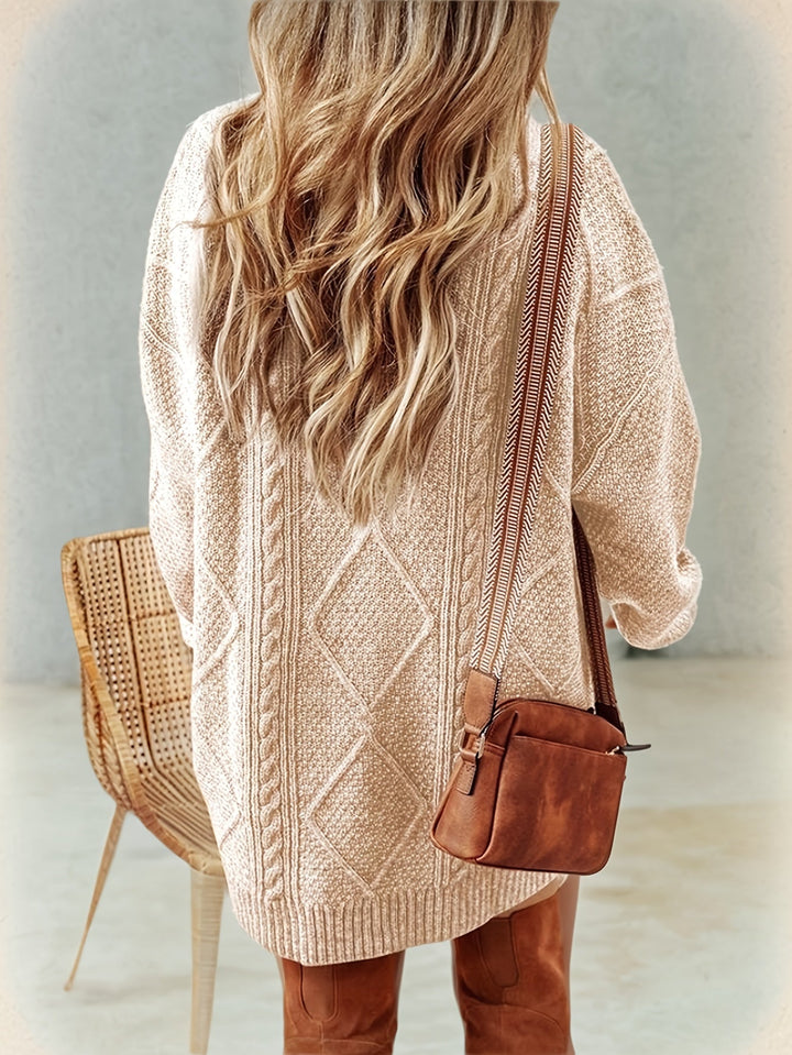Elegant Cable-Knit Jumper Dress for Evenings (9)