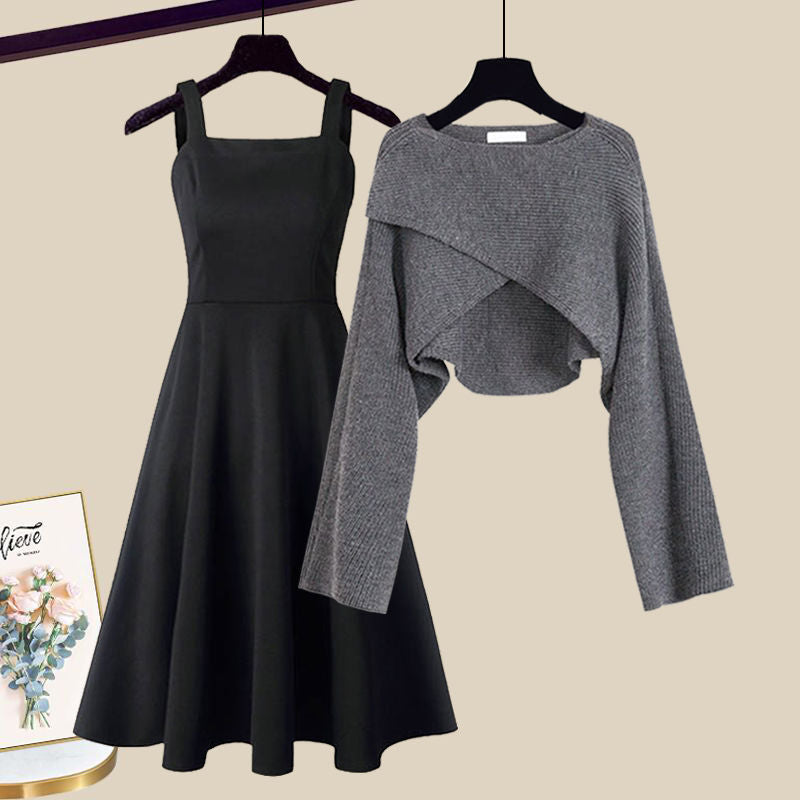 Elegant Women's A-Line Jumper Dress in Grey 1