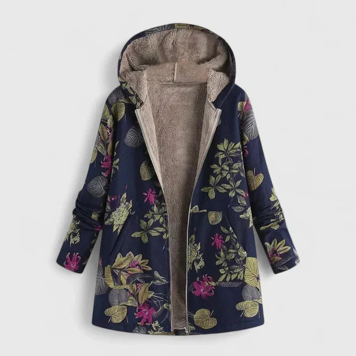 Elegant Women's Long Puffer Coat for Winter in Dark Blue