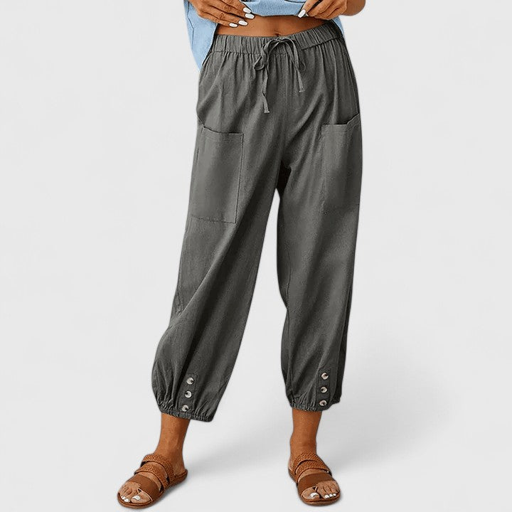 Elegante Kordelzug-Hose Linen pants w kolorze Ciemny Szary