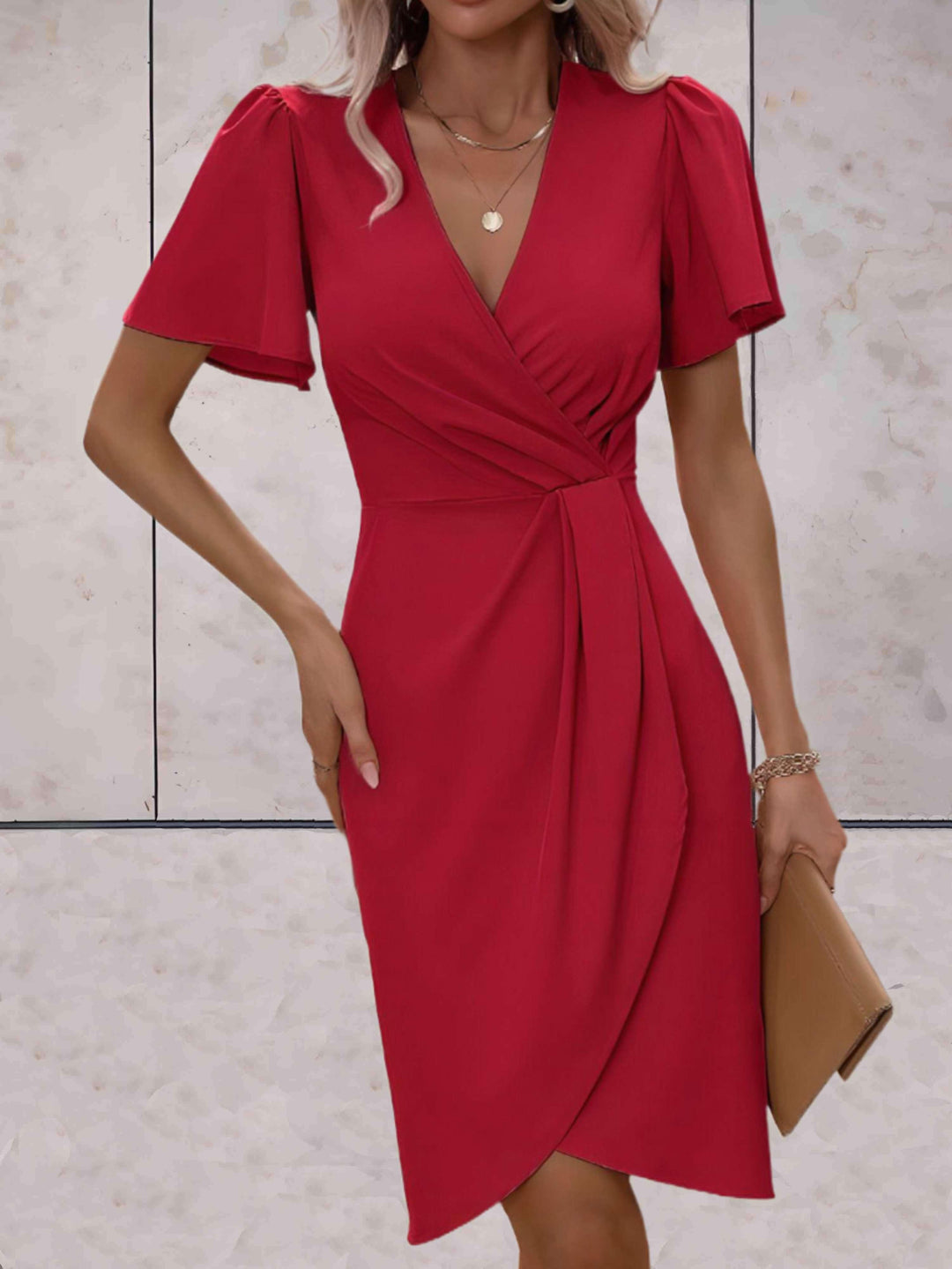 elegante wikkeljurk met korte mouwen Wedding