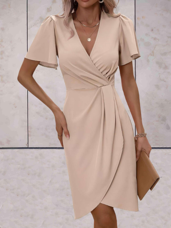 elegante wikkeljurk met korte mouwen Wedding (10)