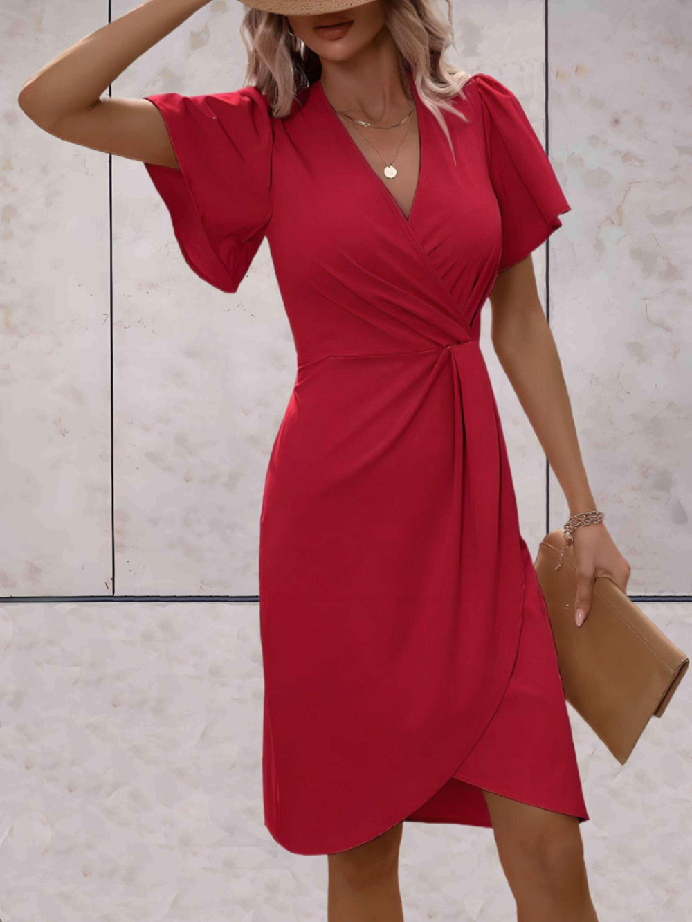 elegante wikkeljurk met korte mouwen Wedding (2)
