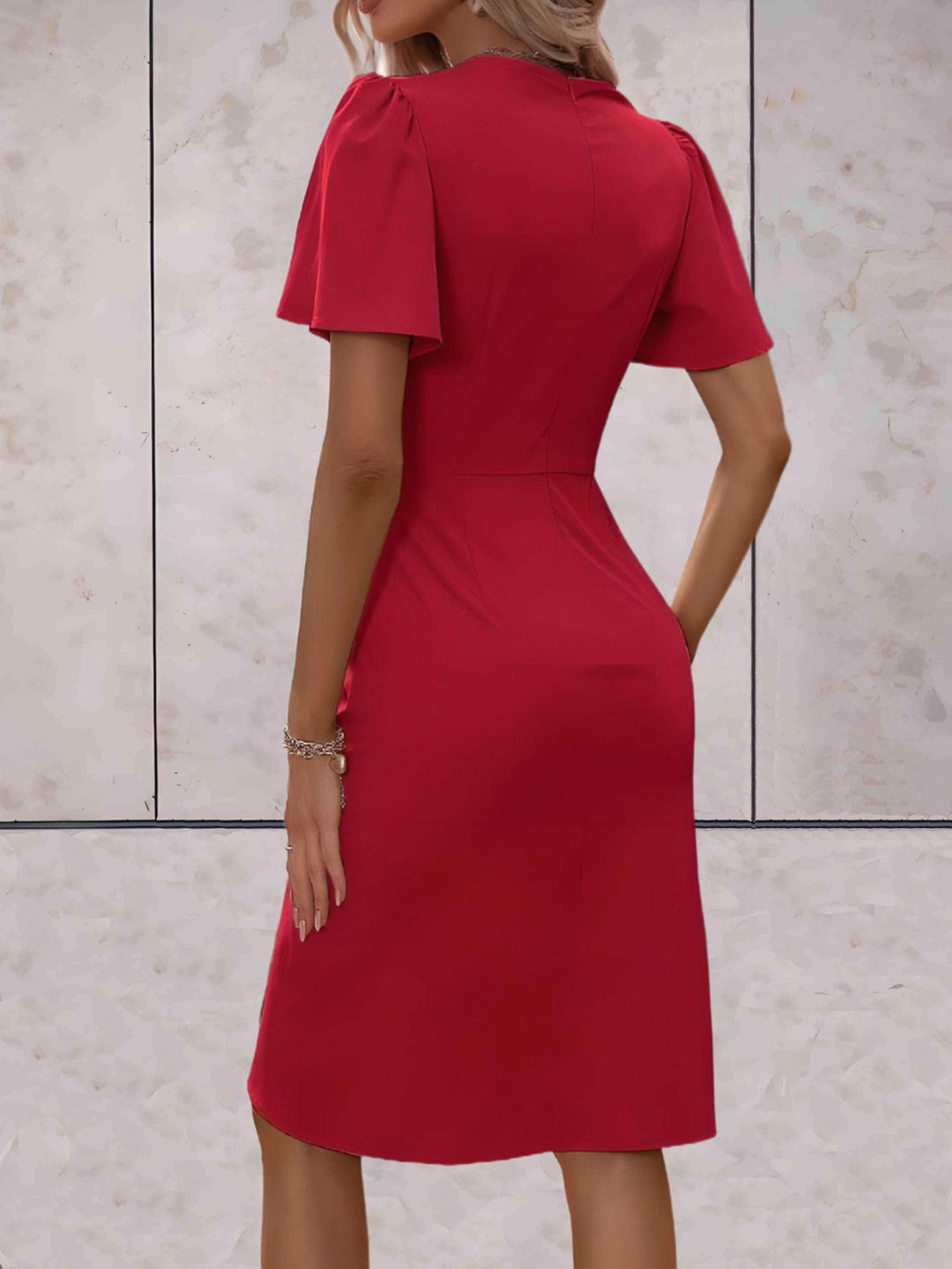 elegante wikkeljurk met korte mouwen Wedding (3)