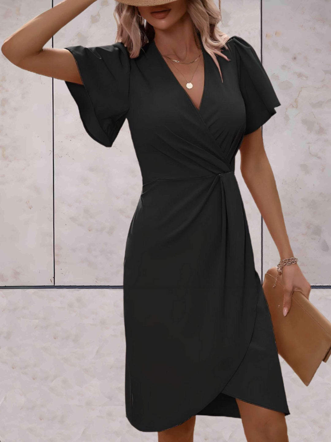 elegante wikkeljurk met korte mouwen Wedding (4)