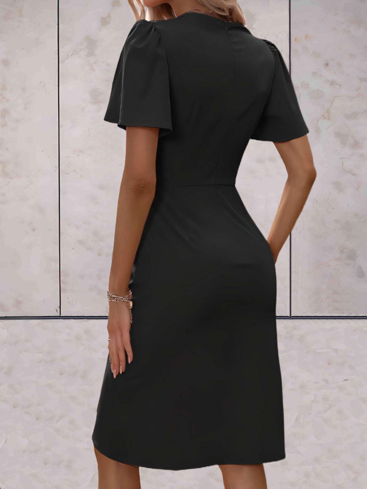 elegante wikkeljurk met korte mouwen Wedding (6)