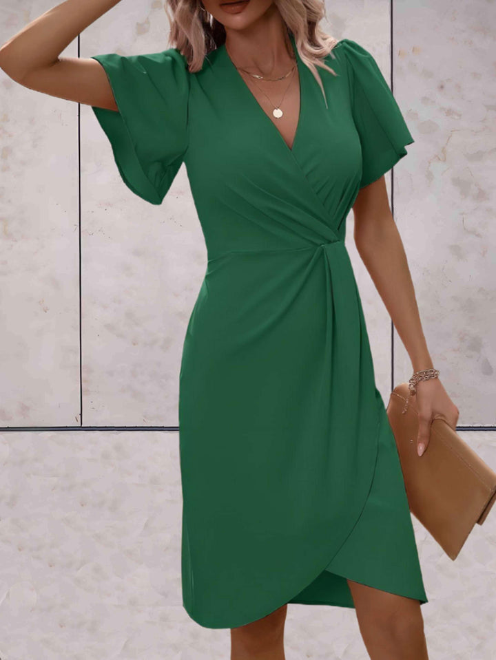 elegante wikkeljurk met korte mouwen Wedding (7)