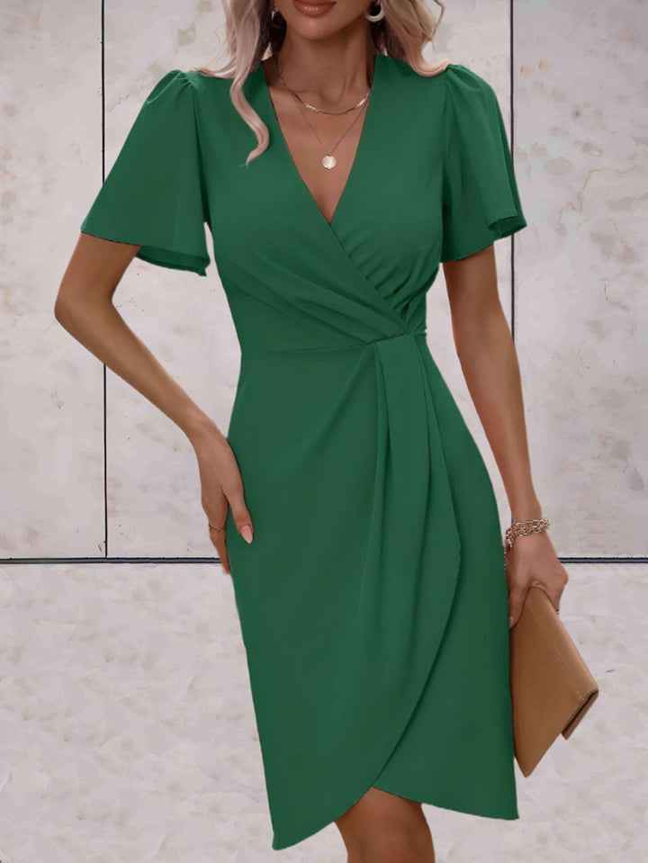 elegante wikkeljurk met korte mouwen Wedding (8)