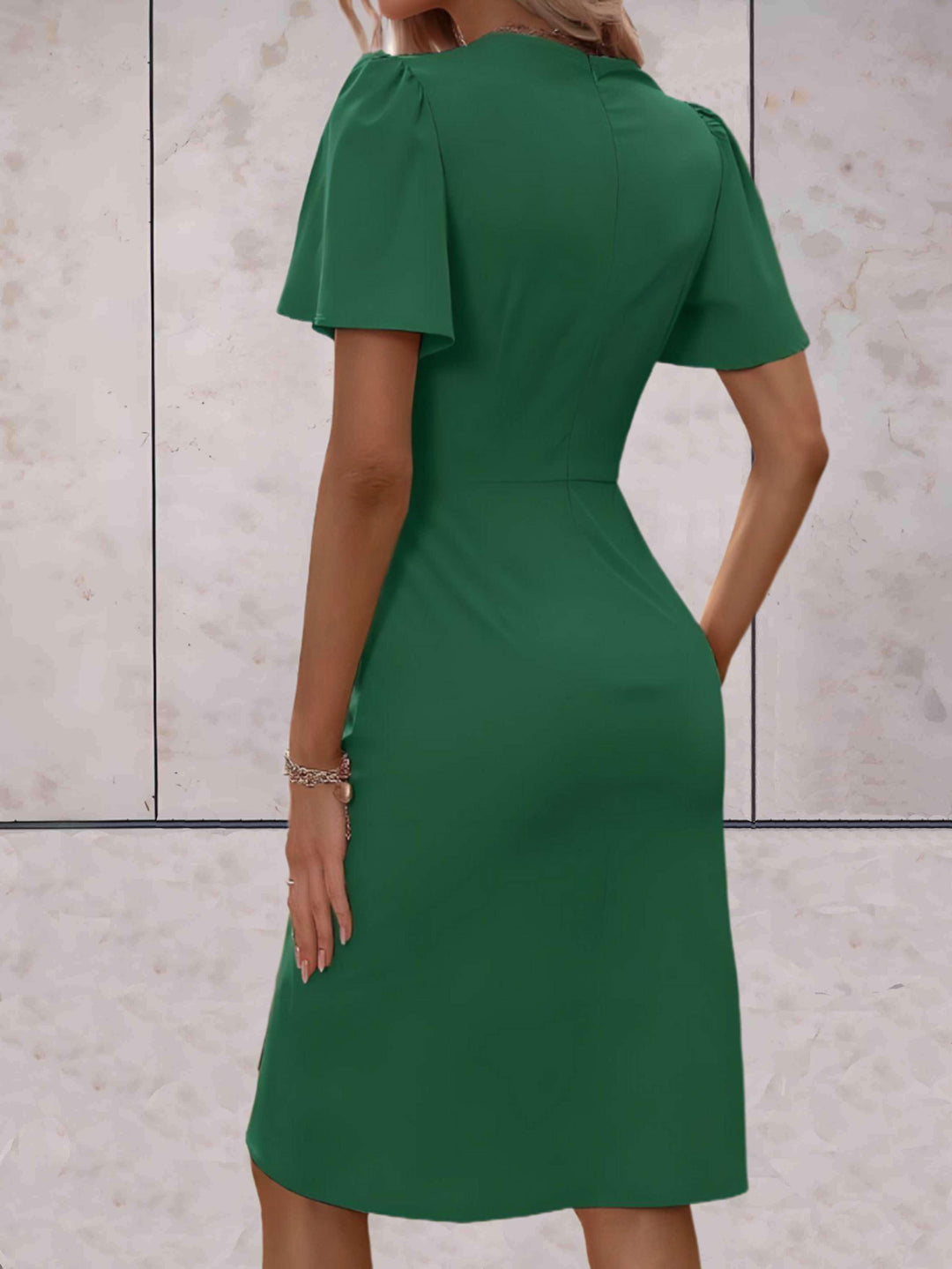 elegante wikkeljurk met korte mouwen Wedding (9)