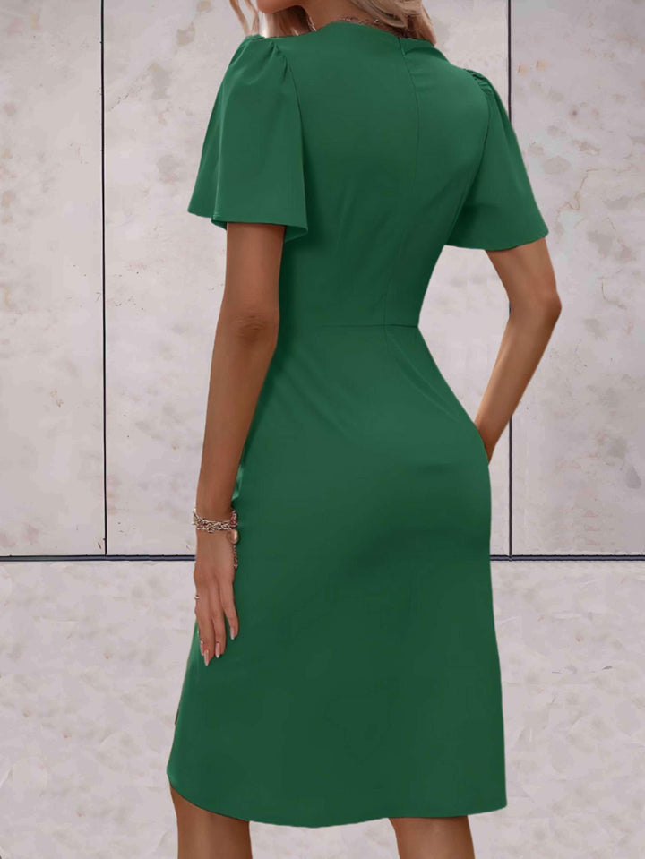 elegante wikkeljurk met korte mouwen Wedding (9)
