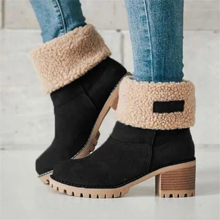 Foldable Women's Brown Boots for Autumn in Black