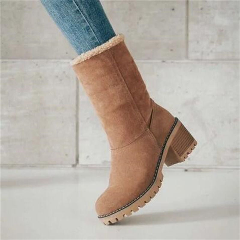 Foldable Women's Brown Boots for Autumn in Brown