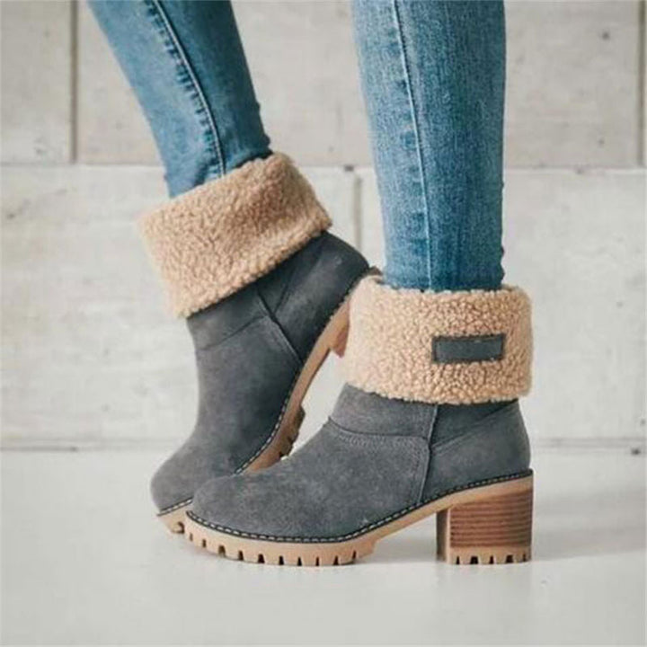 Foldable Women's Brown Boots for Autumn in Grey
