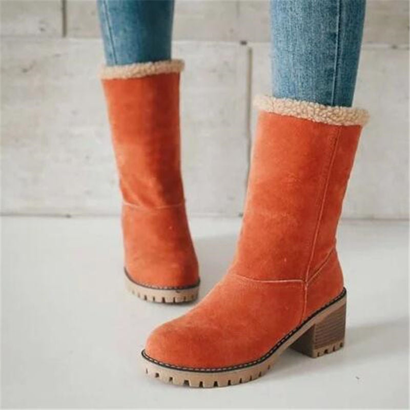 Foldable Women's Brown Boots for Autumn in Orange
