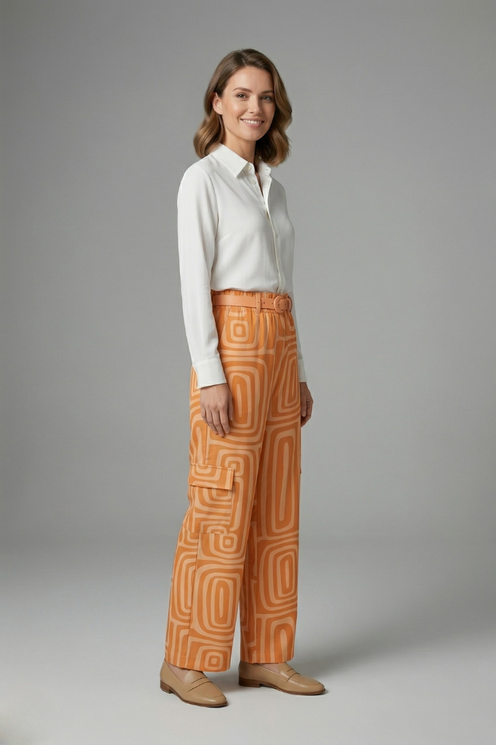 Geometric Women's Blouse and Trouser Set (3)