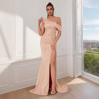 Ellie | Women's Sparkling Maxi Evening Dress with Slit