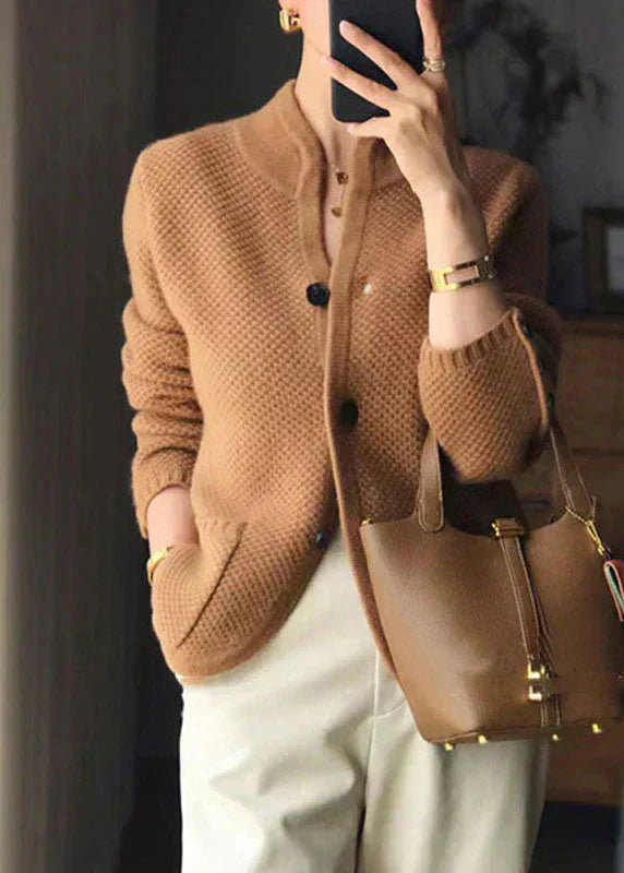 Ava | Damski rozpinany kardigan sweter z grubego splotu foto 4