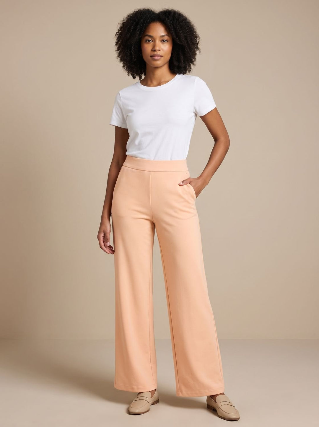 High-Waist Baggy Jeans for Women in Apricot
