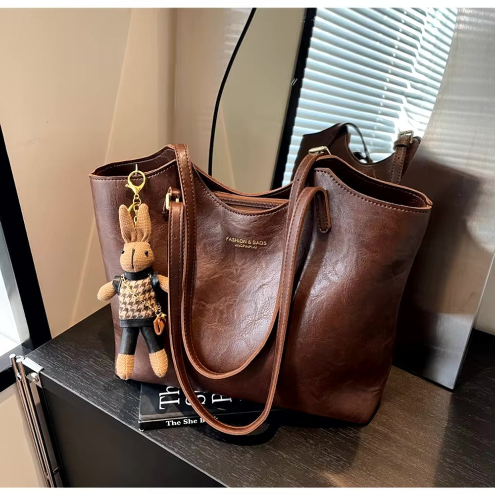 Hazel | Damska pojemna torba shopper z ekoskóry na ramię foto 2