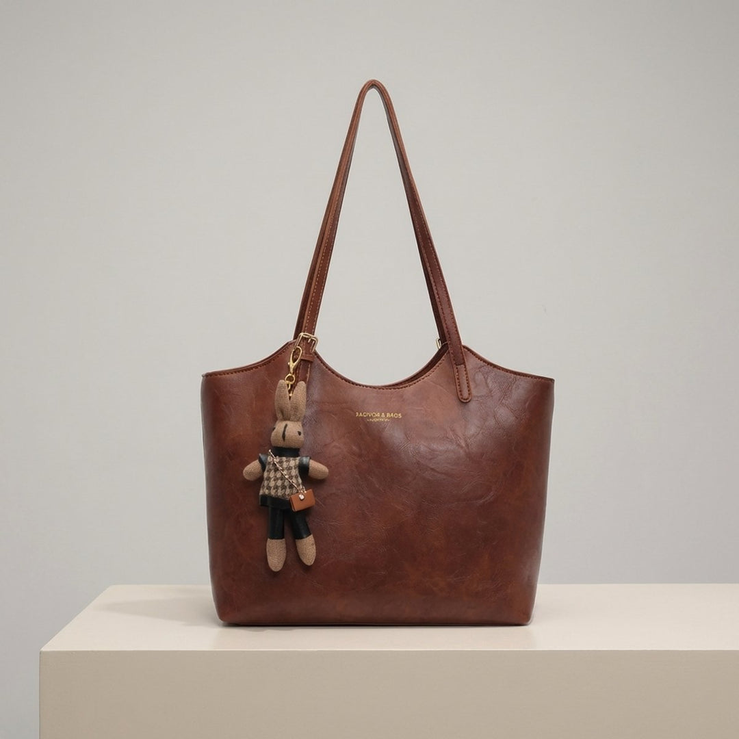 Hazel | Damska pojemna torba shopper z ekoskóry na ramię foto 5
