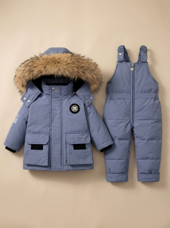 Kids Padded Winter Coat Snowsuit Set in Blue