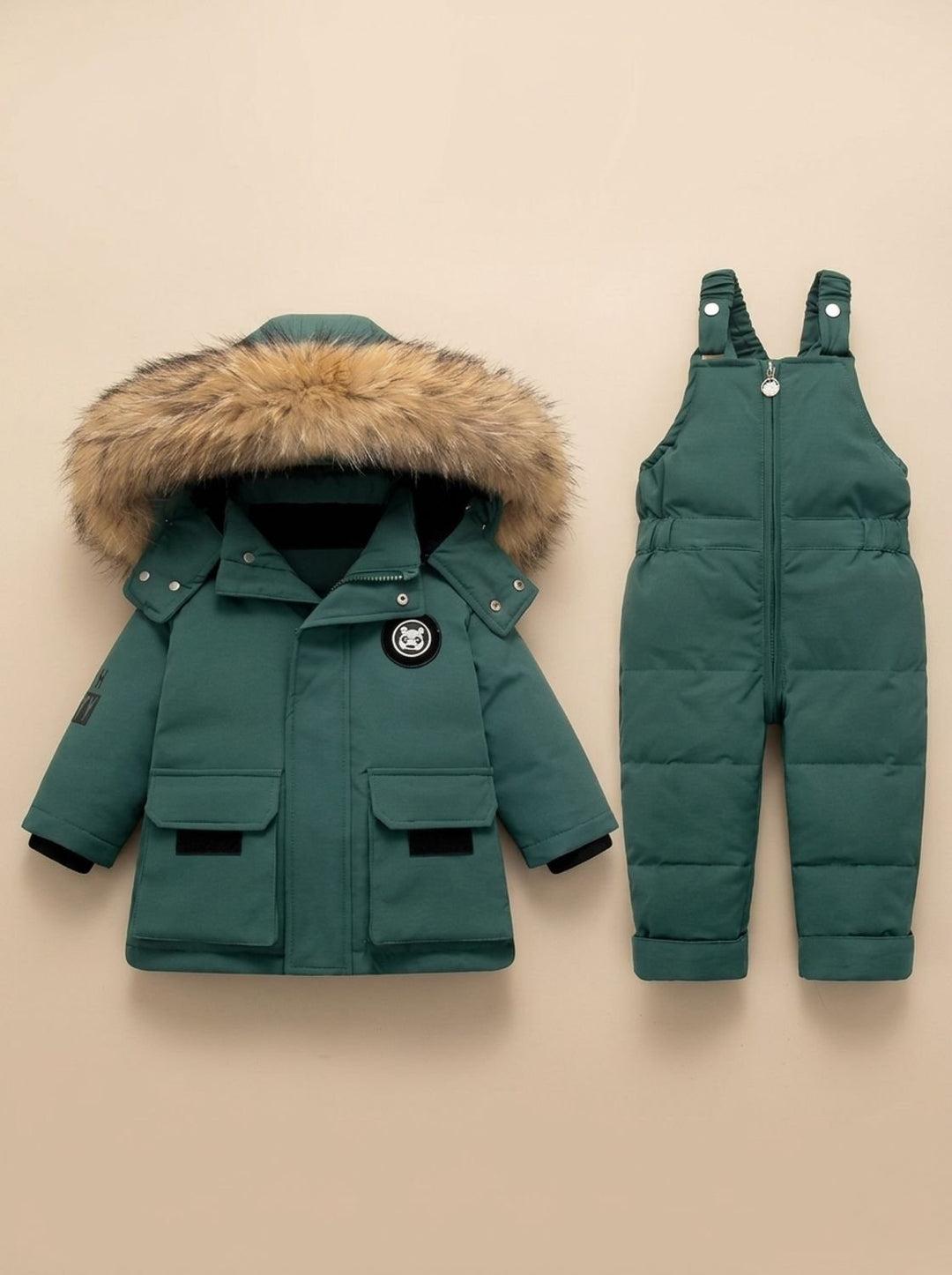 Kids Padded Winter Coat Snowsuit Set in Green