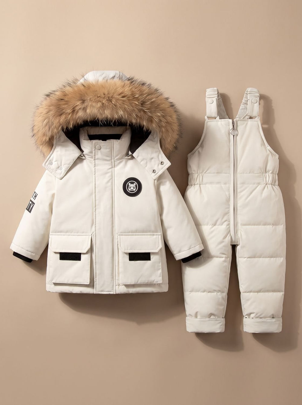 Kids Padded Winter Coat Snowsuit Set in White