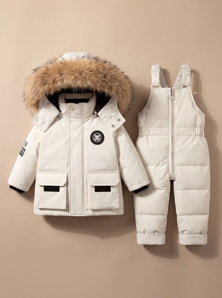 Kids Padded Winter Coat Snowsuit Set in White