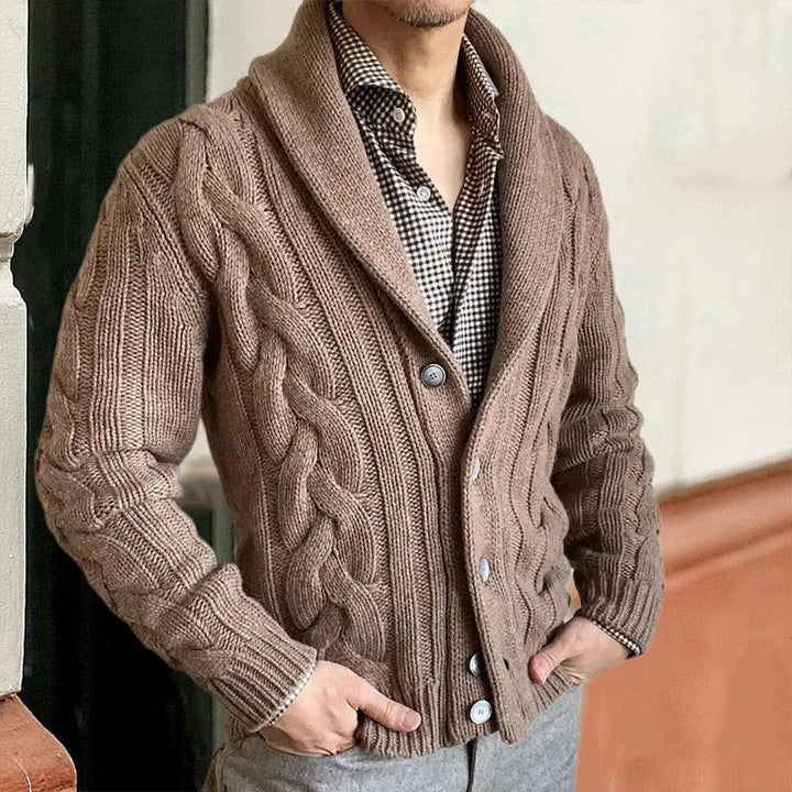 Knit Men's Christmas Sweater Cardigan in Khaki