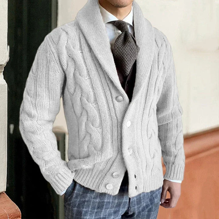 Knit Men's Christmas Sweater Cardigan in White